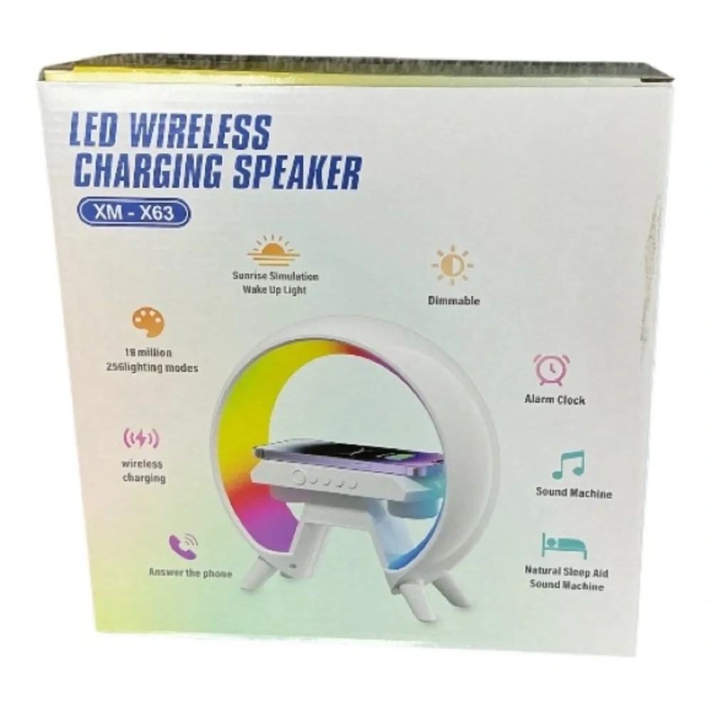 LED Wireless Charging Speaker with Clock - NEW